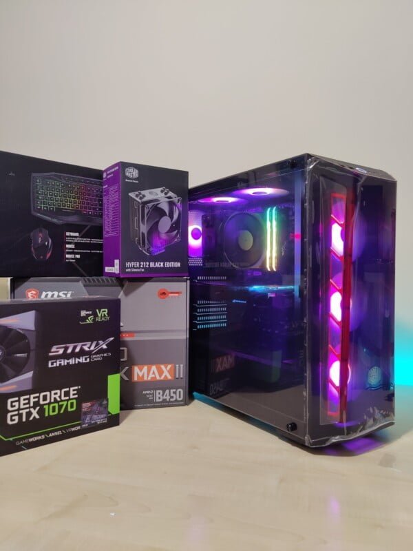 GAMING PC RYZEN 5 5600x 16GB DDR4 ROG STRIX GTX 1070 8GB GPU NVME SSD RGB WIFI Keyboard and Mouse - Image 2