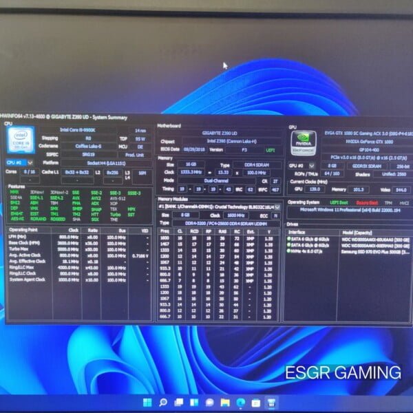 GAMING PC INTEL i9 9900k GTX1080 EVGA SC 16GB DDR4 NVME RGB - Image 2
