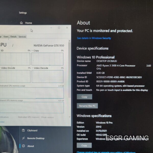 GAMING PC RYZEN 3 3100 4 CORES 8GB DDR4 GTX950 2GB GPU SSD WIFI RGB - Image 6