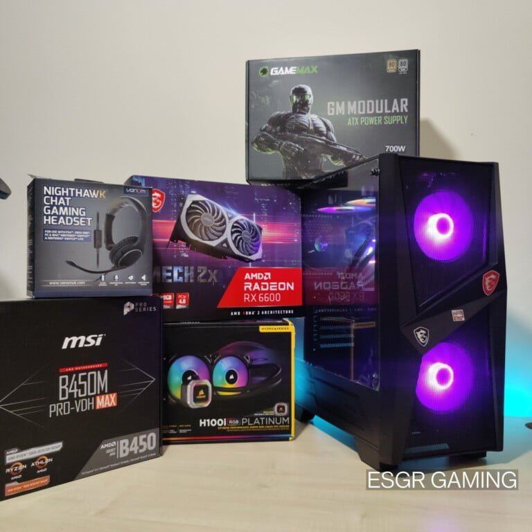 GAMING PC RYZEN 5 32GB RAM AMD RADEON RX6600 8GB AIO CORSAIR MSI NVME RGB