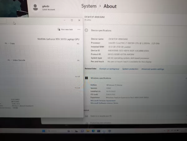 Gaming Laptop Intel i7 32GB RTX3070 - Image 7